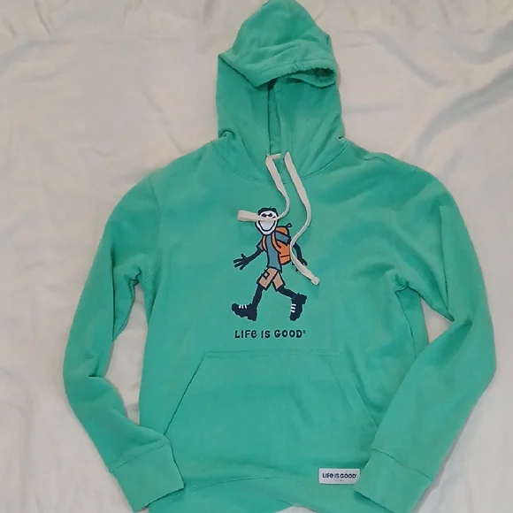 Life Is Good Mint Green Hoodie with Graphic - Picture 1 of 2